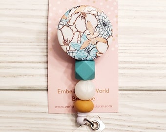 Floral Badge Reel/Boho Badge Reel/Badge Reel/Nurse Badge/Badge Holder/ID Holder/Badge Reel/Nurse Gift/Name Badge/Retractable Badge/Beaded