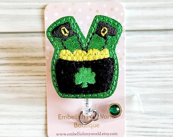Leprechaun Badge Reel/Retractable Badge Reel/Badge Holder/ID Holder/Badge Reel/St Pat Badge Reel/St. Patrick's Day Badge/Nurse Badge Reel
