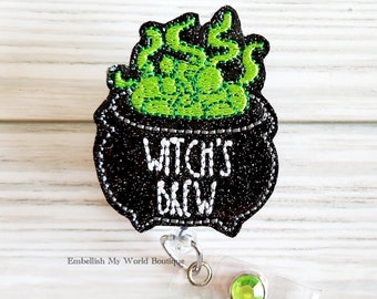 Halloween Badge Reel/Badge Holder/ID Holder/Badge Reel/Nurse Badge/Witches Brew/Cauldron