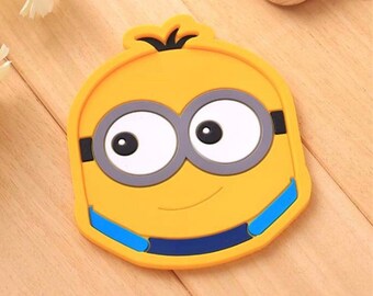 Minion Coaster/Drink Coaster/Party Supplies /Party Favor/Decor/Silicone Drink Coaster/Minion Party/Despicable Me/Bob