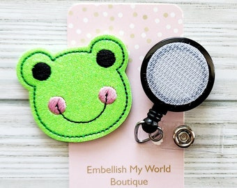 Frog Interchangeable Badge Reel Topper/Badge Holder/ID Holder/Badge Reel/Nurse Badge reel/Swappable Badge/Nurse Gift/kawaii frog