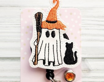 Ghost and Cat Badge Reel,Halloween Badge Reel, cute badge reel/Badge Holder/ID Holder/Badge Reel/Nurse Badge/Nurse Gift/Retractable Badge