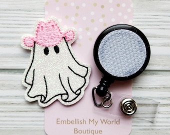 Cowboy Ghost Interchangeable Badge Reel Topper/Badge Holder/ID Holder/Badge Reel/Halloween Badge Reel/Nurse Badge/Swappable Badge/Nurse Gift