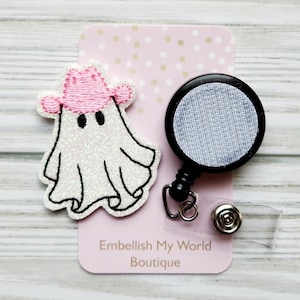 Cowboy Ghost Interchangeable Badge Topper/Badge Holder/ID Holder/Badge Reel/Halloween Badge Reel/Nurse Badge/Swappable Badge/Interchangeable