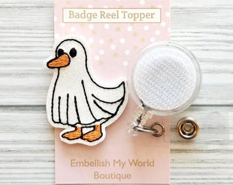 Halloween Ghost Goose Interchangeable Badge Reel Topper/Badge Holder/ID Holder/Badge Reel/Nurse Badge/Swappable/Nurse gift/Silly Goose