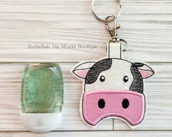 Cow Sanitizer Holder/Cute Sanitizer Holder/Hand Sanitizer Holder/Cute Cow/keychain/sanitizer holder keychain/bag tag/teacher gift/school