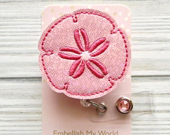 Sand Dollar Badge Reel/Retractable Badge/Nurse Badge Reel/Badge Holder/ID Holder/Badge Reel/Nurse Gift/Summer