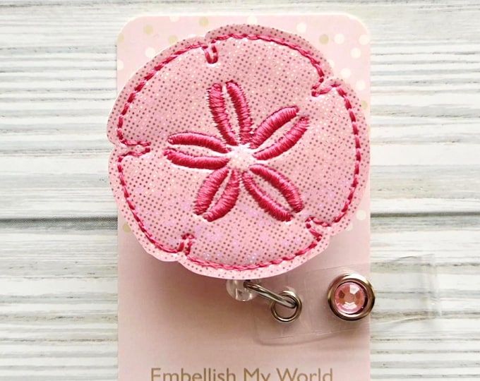 Featured listing image: Sand Dollar Badge Reel/Retractable Badge/Nurse Badge Reel/Badge Holder/ID Holder/Badge Reel/Nurse Gift/Summer