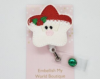 Christmas Badge Reel/Santa Badge Reel/Badge Holder/ID Holder/Badge Reel/Nurse Badge Reel/Nurse Gift/Teacher/Nurse Badge/Co-worker gift