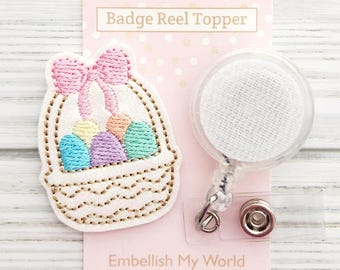 Easter Basket Interchangeable Badge Reel/Badge Holder/ID Holder/Badge Reel/Nurse Badge/Swappable Badge/Badge Reel Topper/nurse gift
