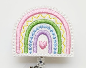 Pastel Rainbow Badge Reel/Bee/Retractable Badge/Nurse Badge/Badge Holder/ID Holder/Badge Reel/Nurse Gift/Rainbow