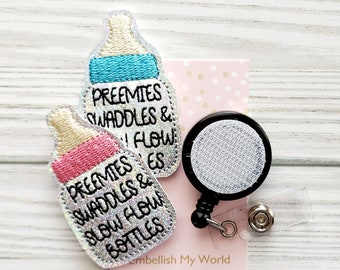 Baby Bottle Interchangeable Badge Reel Topper/Badge Holder/ID Holder/Badge Reel/Preemie Badge Reel/Nurse Badge/Swappable Badge/NICU Badge/
