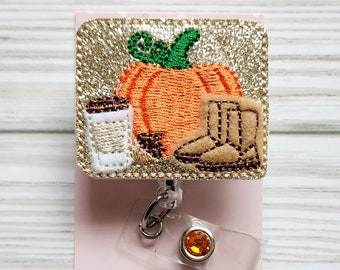Fall Badge Reel/Pumpkin Badge Reel/Badge Holder/ID Holder/Badge Reel/Nurse Badge/Nurse Gift/teacher badge/Retractable Badge/cute badge