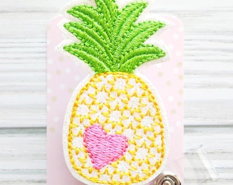 Pineapple Badge Reel/Retractable Badge Reel/Nurse Badge Reel/Badge Holder/ID Holder/Badge Reel/Nurse Gift/Interchangeable/Summer Badge Reel