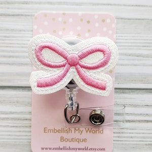 Pink Coquette Bow Badge Reel/Retractable Badge Reel/Nurse Badge Reel/Badge Holder/ID Holder/Badge Reel/Nurse Gift/pink bow/Interchangeable