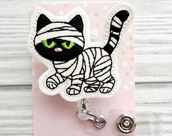 Mummy Cat Badge Reel,Halloween Badge Reel, cute badge reel/Badge Holder/ID Holder/Badge Reel/Nurse Badge/Nurse Gift/Retractable Badge
