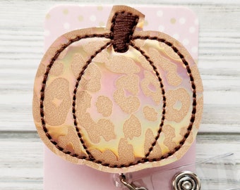 Rose Gold Pumpkin Badge Reel/Badge Holder/ID Holder/Badge Reel/Nurse Badge/Nurse Gift/fall badge/Retractable Badge/Cute Nurse Badge