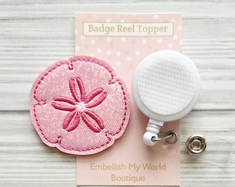 Sand Dollar Interchangeable Badge Reel/Badge Holder/ID Holder/Badge Reel/Nurse Badge reel/Swappable Badge/Badge Reel Topper/Summer badge