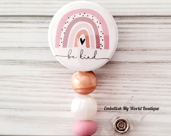 Be Kind Badge Reel/Bee/Retractable Badge/Nurse Badge/Badge Holder/ID Holder/Badge Reel/Nurse Gift/Inspirational/Positive/Beaded