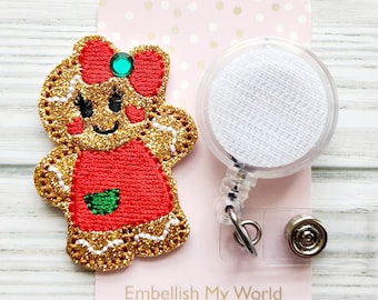 Gingerbread Girl Interchangeable Badge Topper/Badge Holder/ID Holder/Badge Reel/Christmas Badge Reel/Nurse Badge/Swappable Badge/
