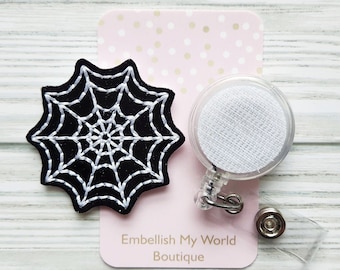 Spider Web Interchangeable Badge Reel Topper/Badge Holder/ID Holder/Badge Reel/Halloween Badge/Nurse Badge/Swappable Badge/Interchangeable