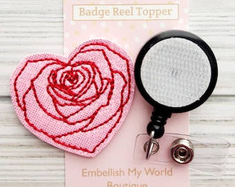 Rose Heart Interchangeable Badge Reel Topper/Badge Holder/ID Holder/Badge Reel/Nurse Badge/Swappable Badge/nurse gift/Valentine's Day