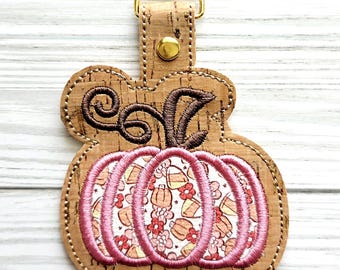Fall Pumpkin Bag Charm/Key Fob/Keychain for Women/Autumn/Cute/Purse Charm/Accessories/Backpack Charm/Keychain/Embroidered