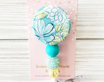 Floral Badge Reel/Boho Badge Reel/Badge Reel/Nurse Badge/Badge Holder/ID Holder/Badge Reel/Nurse Gift/Name Badge/Retractable Badge/Beaded