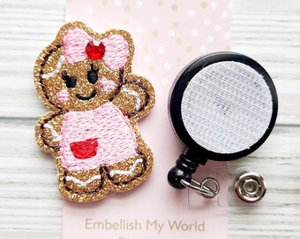 Gingerbread Girl Interchangeable Badge Reel Topper/Badge Holder/ID Holder/Badge Reel/Christmas Badge Reel/Nurse Badge/Swappable Badge/Gift