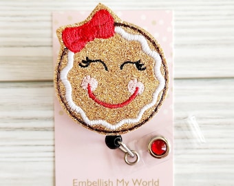 Gingerbread Girl Badge Reel/Christmas Badge Reel/ Badge Reel/Badge Holder/ID Holder/Badge Reel/Nurse Gift/Nurse Badge Reel/Cute badge/nurse