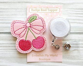 Coquette Cherries Interchangeable Badge Reel Topper/Badge Holder/ID Holder/Badge Reel/Nurse Badge/Swappable Badge/Nurse Gift/Interchangeable