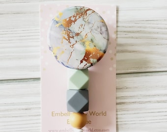 Marble Badge Reel/Boho Badge Reel/Badge Reel/Nurse Badge/Badge Holder/ID Holder/Badge Reel/Nurse Gift/Name Badge/Retractable Badge/Beaded