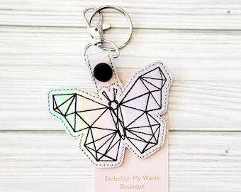 Geometric Butterfly Keychain/Purse Charm/Butterfly Key Fob/Bag Tag/Backpack tag/Gift for her/Teacher gift/Lunchbox tag/lunch bag tag/Sports