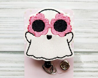 Retro Ghost Badge Reel,Halloween Badge Reel, cute badge reel/Badge Holder/ID Holder/Badge Reel/Nurse Badge/Nurse Gift/Retractable Badge