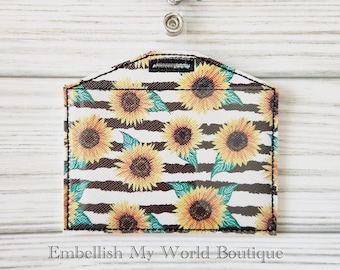 Sunflower Badge Holder/ID Holder/Horizontal Badge Holder/ID Badge Holder/Fall Badge Holder