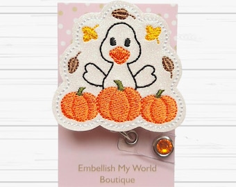 Fall Goose Badge Reel/Western/Badge Holder/ID Holder/Badge Reel/Nurse Badge/Nurse Gift/Retractable Badge/Interchangeable Badge/Autumn