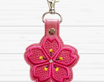 Pink Sakura Flower Keychain/Bag Charm/Floral/Cherry Blossom/Glitter/Bag tag/Lobster Clasp/Purse Charm/Backpack Charm/Summer/Gift for Her