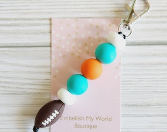 Team Colors Football Beaded Keychain/Purse Charm/Key Fob/Football Team Colors/Team Spirit/Lobster clasp keychain/School Colors Keychain