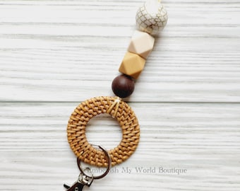 Beaded lanyard/Badge Holder/ID Badge Holder/Breakaway Lanyard/ID Badge Lanyard/Teacher Gift/Lanyard/Lanyard with keyring/Teacher Lanyard