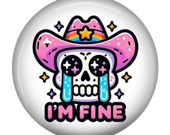 I'm FineSkeleton Funny Badge Reel/Retractable Badge Reel/Nurse Badge Reel/Badge Holder/ID Holder/Badge Reel/Nurse Gift/Interchangeable/