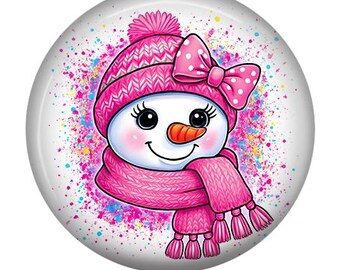Snowman Badge Reel/Badge Holder/ID Holder/Badge Reel/Nurse Badge/Nurse Gift/Retractable Badge/Interchangeable Badge/Badge Reel Topper/Pink