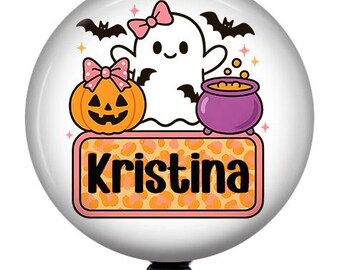 Personalized Halloween Badge Reel/Badge Reel/Nurse Badge/Badge Holder/ID Holder/Nurse Gift/Name Badge/Retractable Badge/Ghost