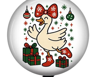 Christmas Goose Badge Reel/Badge Holder/ID Holder/Badge Reel/Nurse Badge/Nurse Gift/Retractable Badge/Interchangeable Badge