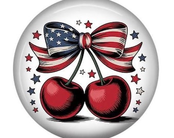Patriotic Coquette Bow and Cherries Badge Reel/4th of July Badge Reel/Badge Holder/ID Holder/Nurse Badge/Nurse Gift/Retractable Badge/