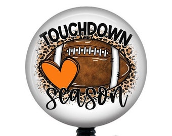 Football Badge Reel,Badge Holder,ID Holder,Badge Reel,Nurse Badge,Nurse Gift,football season,Retractable Badge,touchdown,Fall Badge Reel
