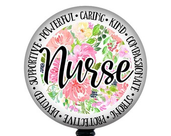 Nurse Badge Reel/Retractable Badge/Badge Holder/ID Holder/Badge Reel/Nurse Gift/Floral badge/nurse badge/nurse floral/nursing student gift