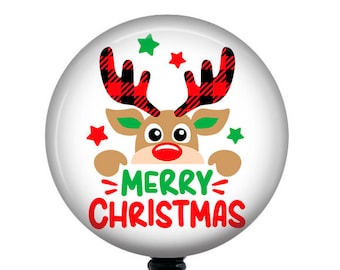 Christmas Badge Reel/Reindeer Badge/Badge Holder/ID Holder/Badge Reel/Nurse Gift/Merry Christmas/Nurse Badge/Retractable Badge/