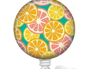 Summer Citrus Badge Reel/Badge Reel/Nurse Badge/Badge Holder/ID Holder/Badge Reel/Nurse Gift/Name Badge/Retractable/Tropical