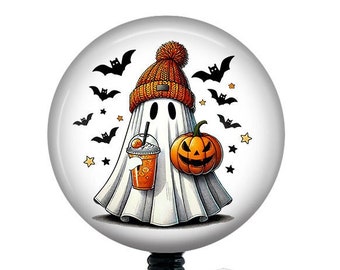 Retro Ghost Badge Reel/Halloween Badge Reel/Cute Badge Reel/Badge Holder/ID Holder/Badge Reel/Nurse Badge/Nurse Gift/Retractable Badge