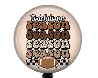 Football Badge Reel/Fall Badge Reel/Badge Holder/ID Holder/Badge Reel/Nurse Badge/Nurse Gift/football season/Retractable Badge/groovy/retro